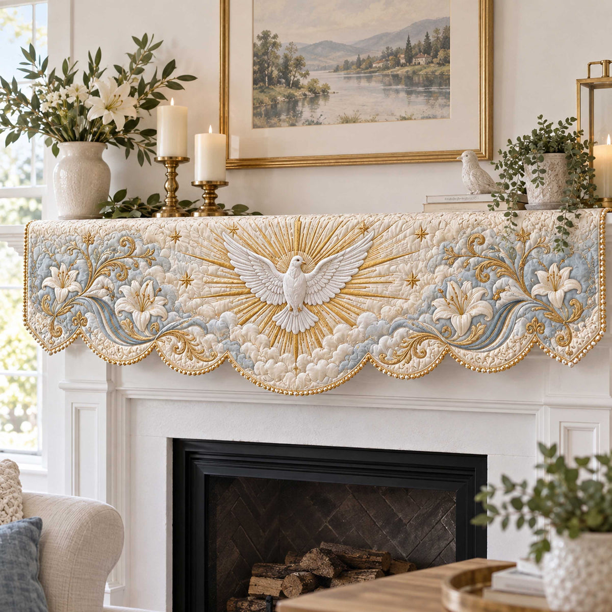 Divine Hope Quilted Mantel Scarf SN0TD619