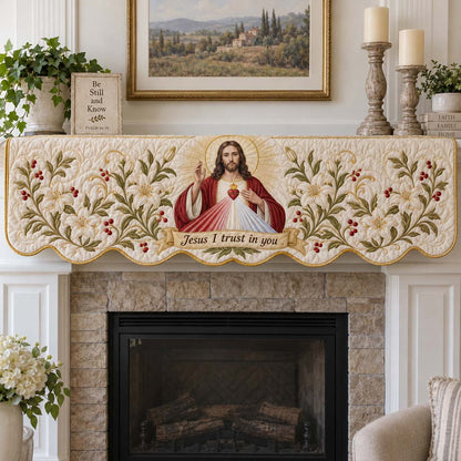 Divine Mercy Quilted Mantel Scarf SN0HH0846