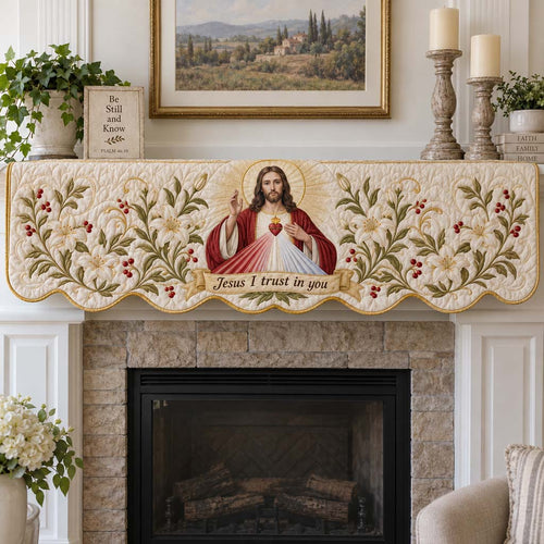 Divine Mercy Quilted Mantel Scarf SN0HH0846