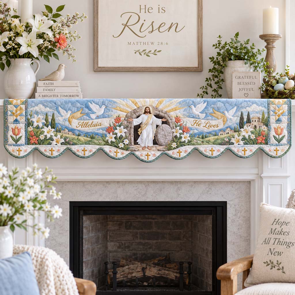 Divine Resurrection Quilted Mantel Scarf SN0HH0830