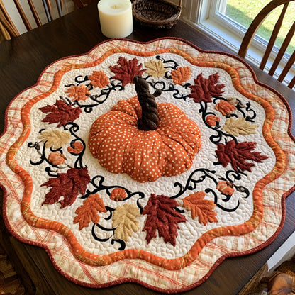 Dotted Pumpkin Custom Shape Quilted Table Topper NCU0LV195