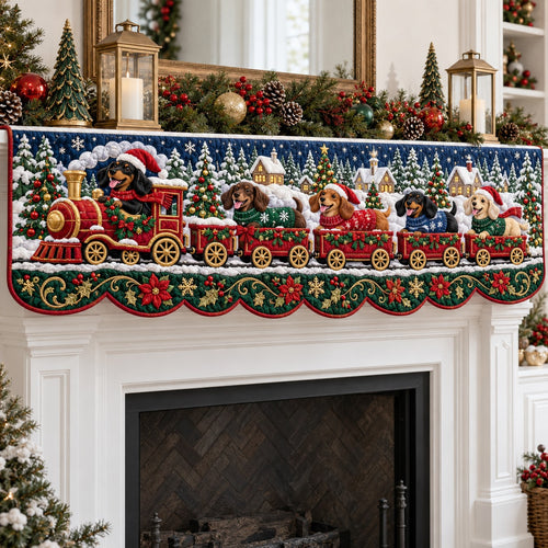 Doxie Christmas Express Quilted Mantel Scarf SN0TV925