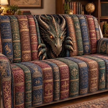 Dragonbound Library Quilted Sofa Cover SN0TV839