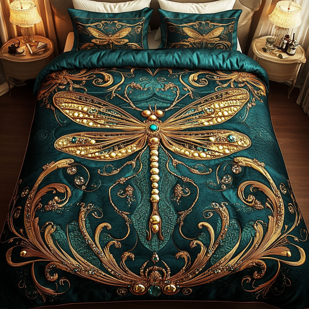 Dragonfly Dream 3-Piece Quilted Bedding Set NCU0VH1176
