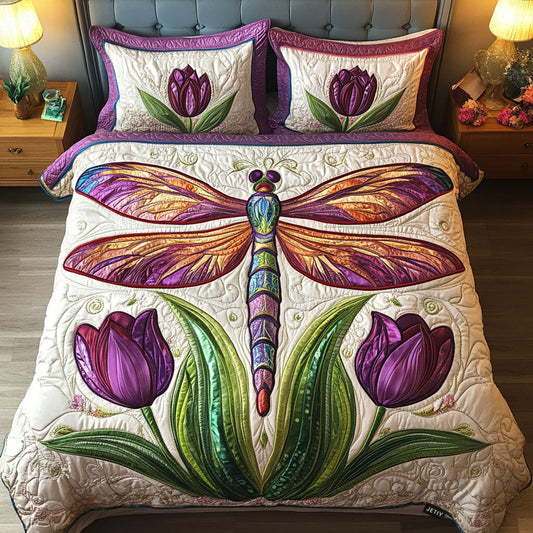 Dragonfly Dreamscape 3-Piece Quilted Bedding Set NCU0DK2302