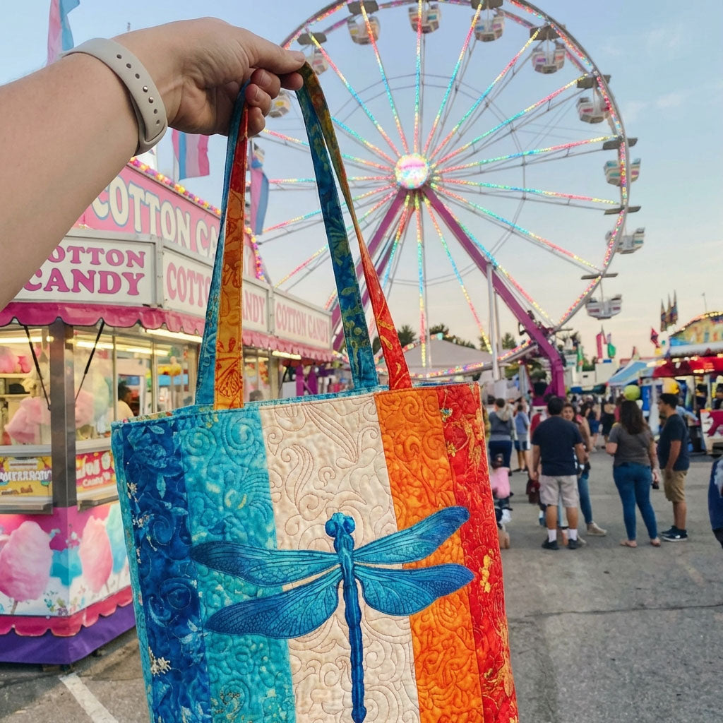 Dragonfly Duffle Quilted Zipper Tote Bag SN0K006