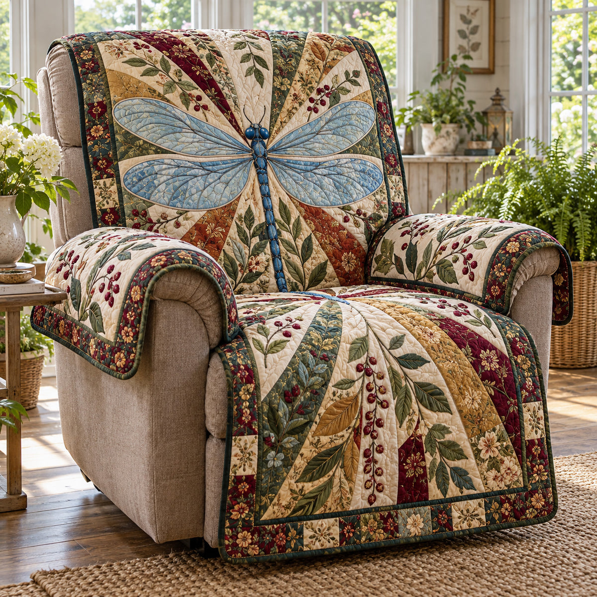 Dragonfly Garden Quilted Sofa Cover SN0TV901