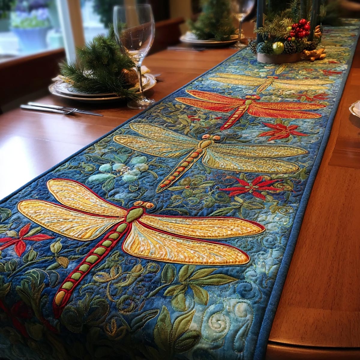 Dragonfly Sky Quilted Table Runner NCU0DDK1481