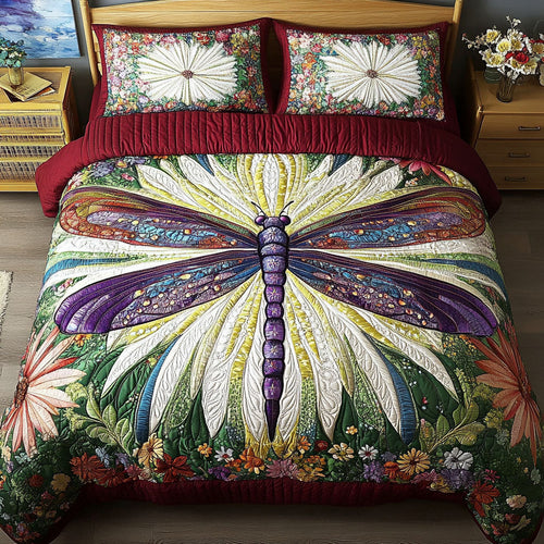 Dragonfly Symphony 3-Piece Quilted Bedding Set NCU0DV2822