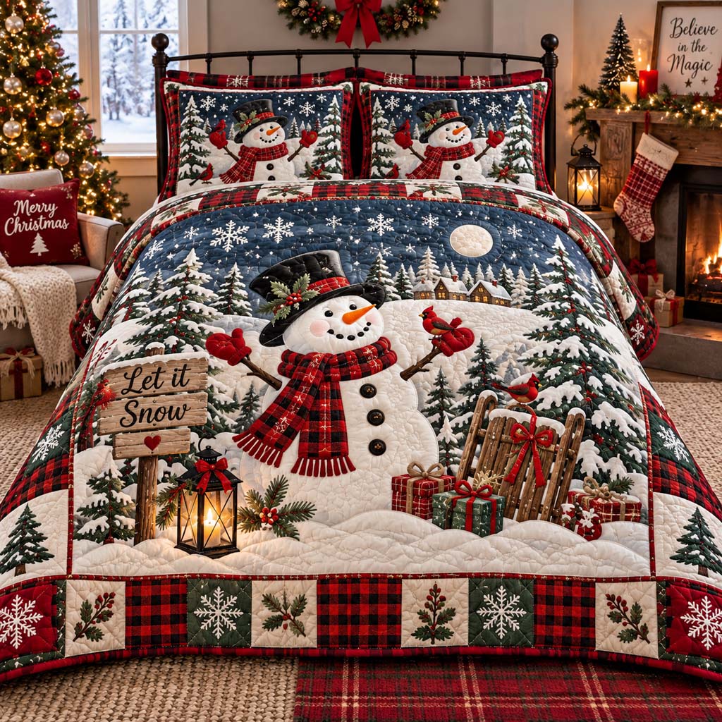 Dreamy Snowman 3-Piece Quilted Bedding Set SN0HH0631