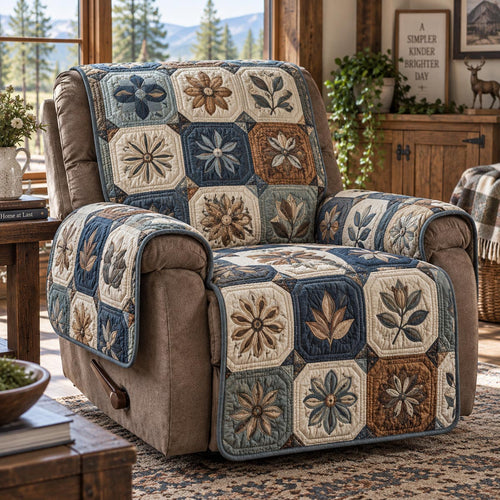 Dusty Blue Florals Quilted Sofa Cover SN0DV982