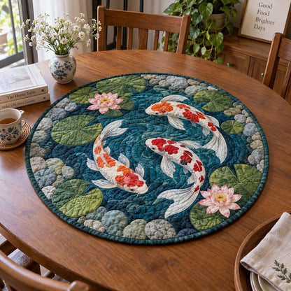 Dynamic Koi Custom Shape Quilted Table Topper SN0HH0650