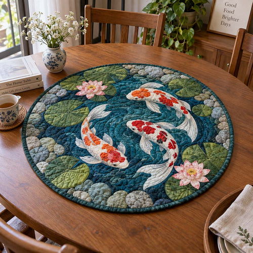 Dynamic Koi Custom Shape Quilted Table Topper SN0HH0650