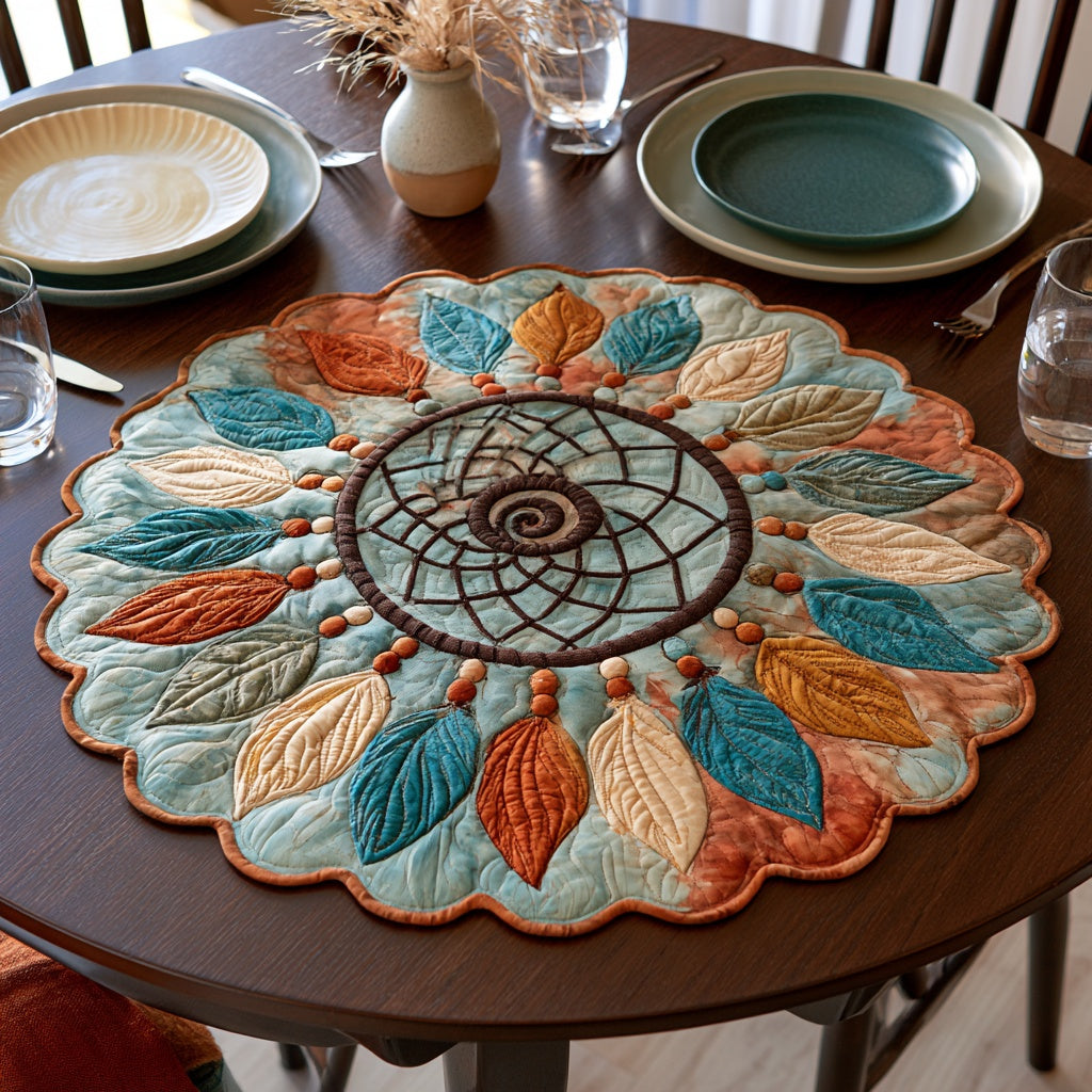 Earth Swirl Custom Shape Quilted Table Topper NCU0LV254