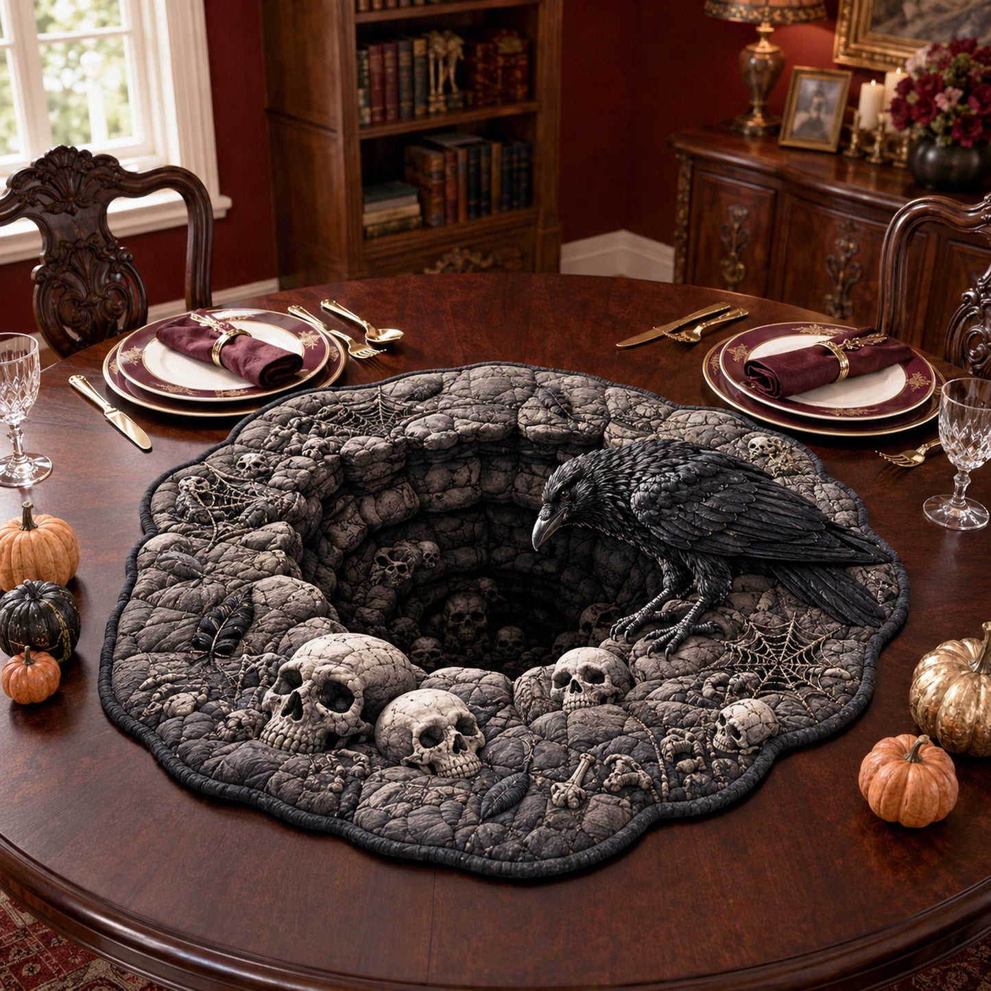 Eerie Abyss Custom Shape Quilted Table Topper SN0TD339