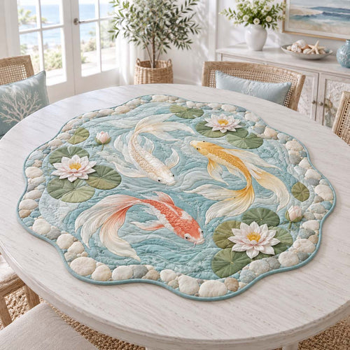 Elegant Koi Custom Shape Quilted Table Topper SN0HH0651