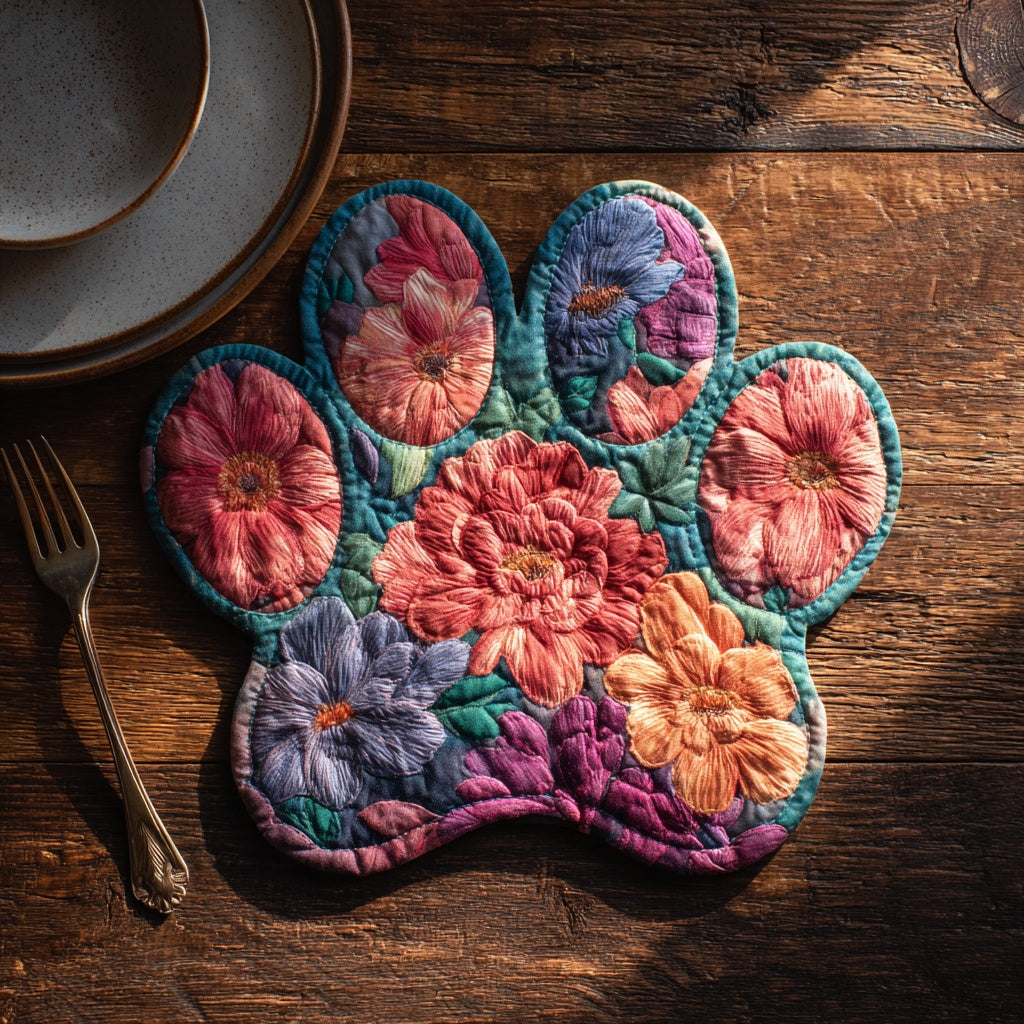 Elegant Peony Custom Shape Quilted Placemat NCU0LV096