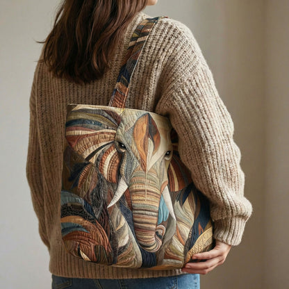 Elephant Tote Quilted Zipper Tote Bag SN0DK011