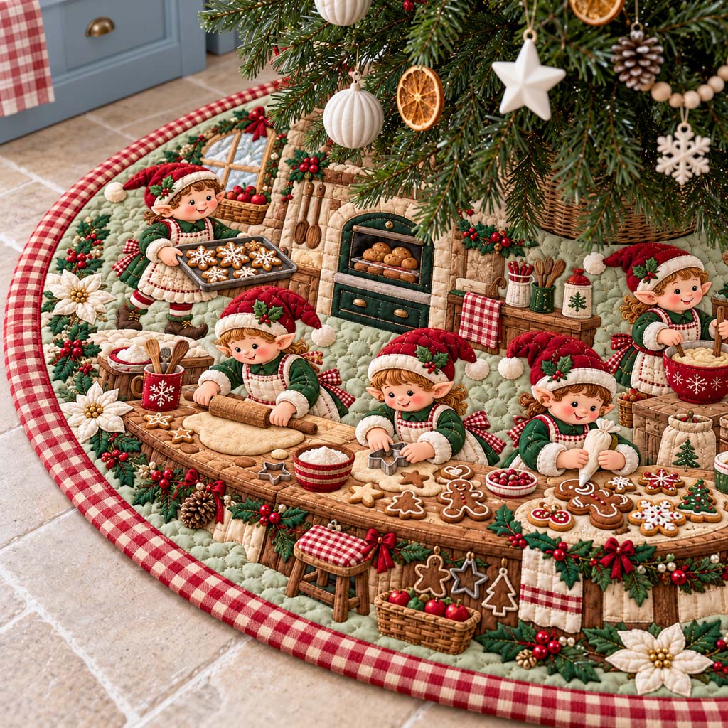 Elf Cookie Bakery Quilted Tree Skirt SN0HH1087