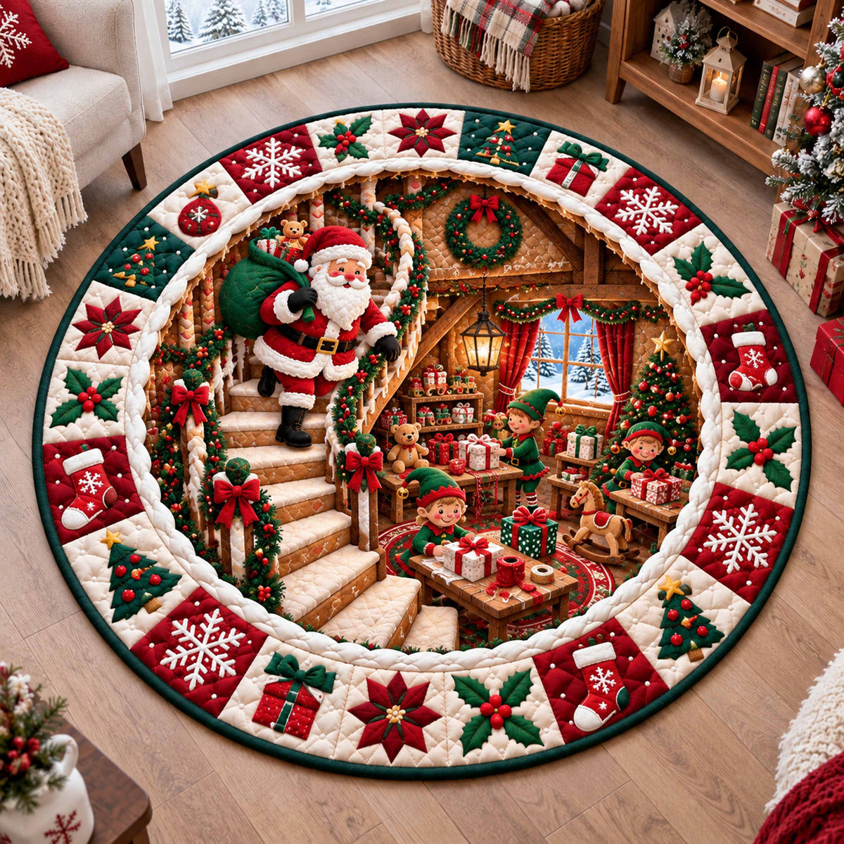 Elf Steps Quilted Round Mat SN0TD893