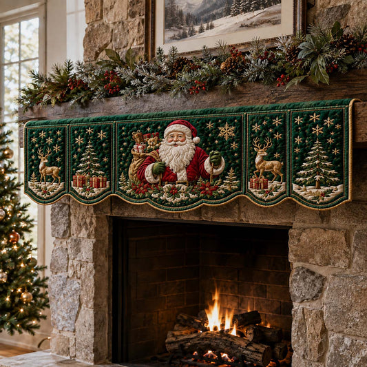 Emerald Santa Claus Quilted Mantel Scarf SN0HH0223