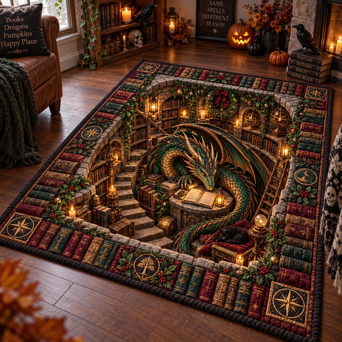Emerald Arcane Dragon Area Rug SN0DV839