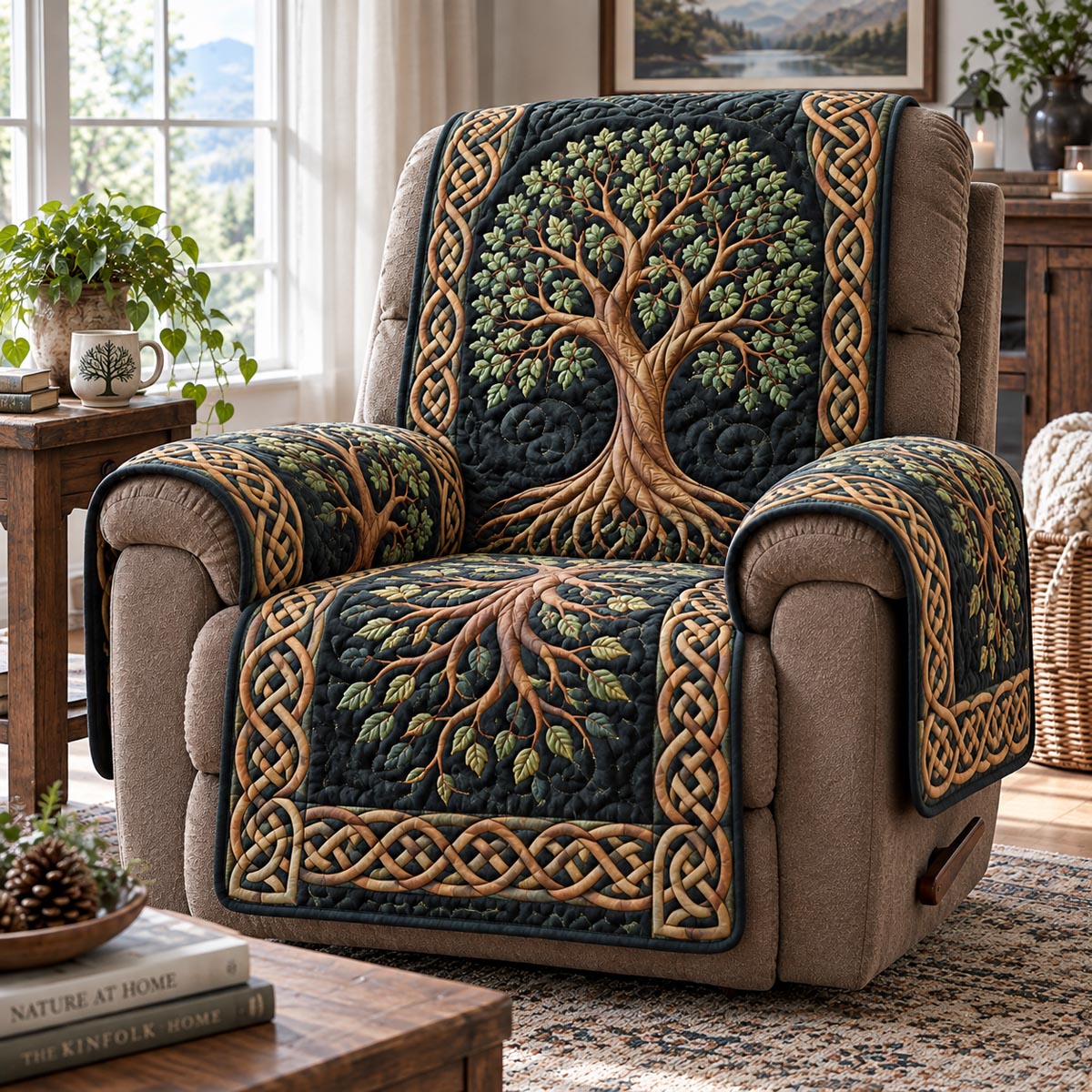 Emerald Celtic Tree Quilted Sofa Cover SN0DV965