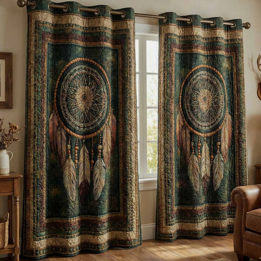 Emerald Circle Quilted Curtains NCU0DX066