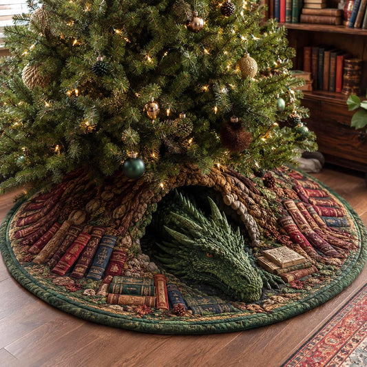 Emerald Library Dragon Christmas Quilted Tree Skirt SN0DV189