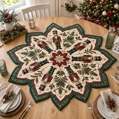 Emerald Nutcracker Harmony Custom Shape Quilted Table Topper SN0HH0086