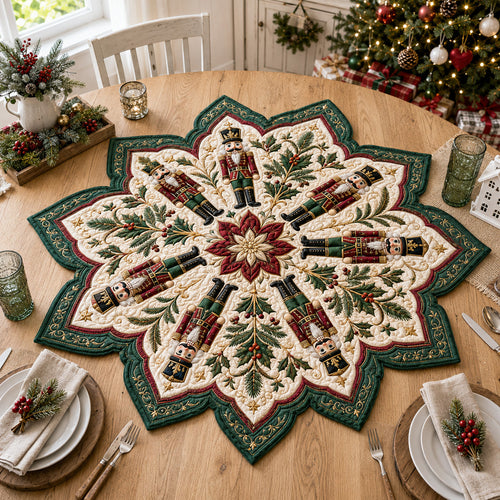 Emerald Nutcracker Harmony Custom Shape Quilted Table Topper SN0HH0086