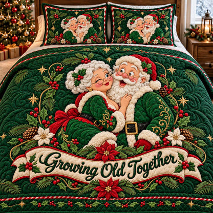 Emerald Santa Couple 3-Piece Quilted Bedding Set SN0HH0900