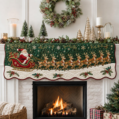 Emerald Santa Sleigh Quilted Mantel Scarf SN0HH0152