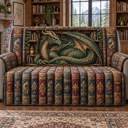 Emerald Wyrm Quilted Sofa Cover SN0TV841