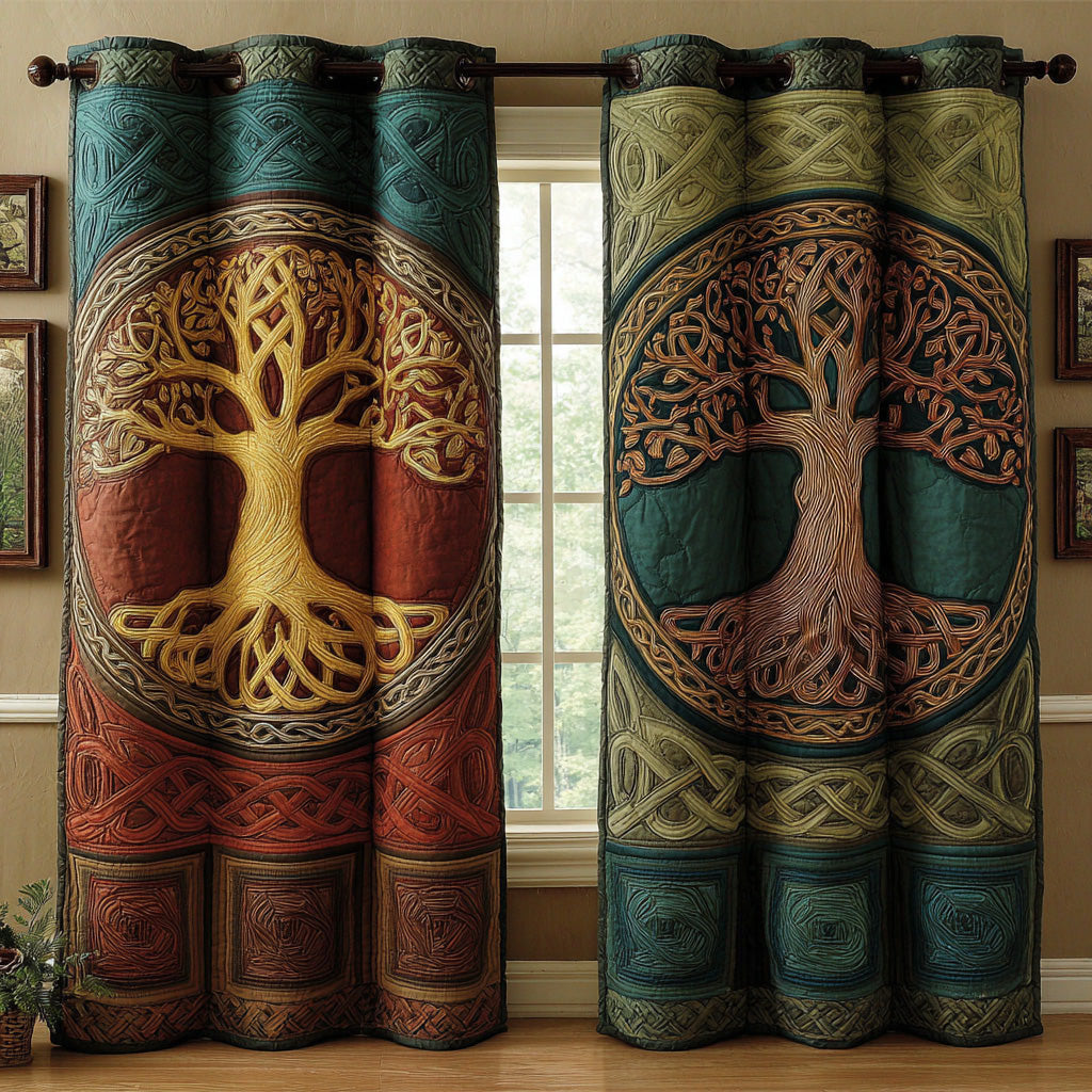 Emerald Yggdrasil Quilted Curtains NCU0DH808