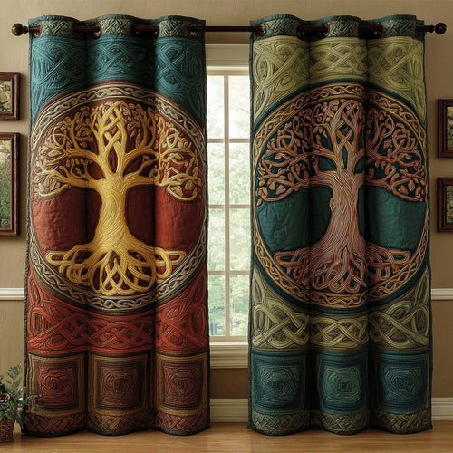 Emerald Yggdrasil Quilted Curtains NCU0DH808