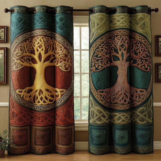 Emerald Yggdrasil Quilted Curtains NCU0DH808