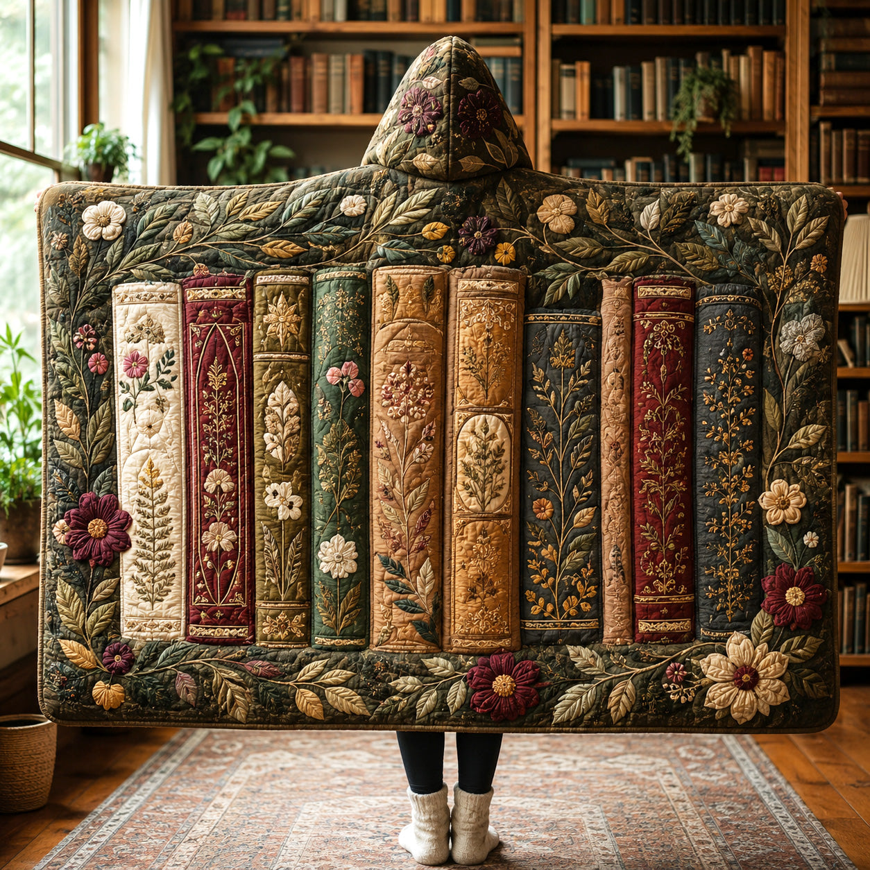 Enchanted Library Quilted Hooded Blanket SN0TV075