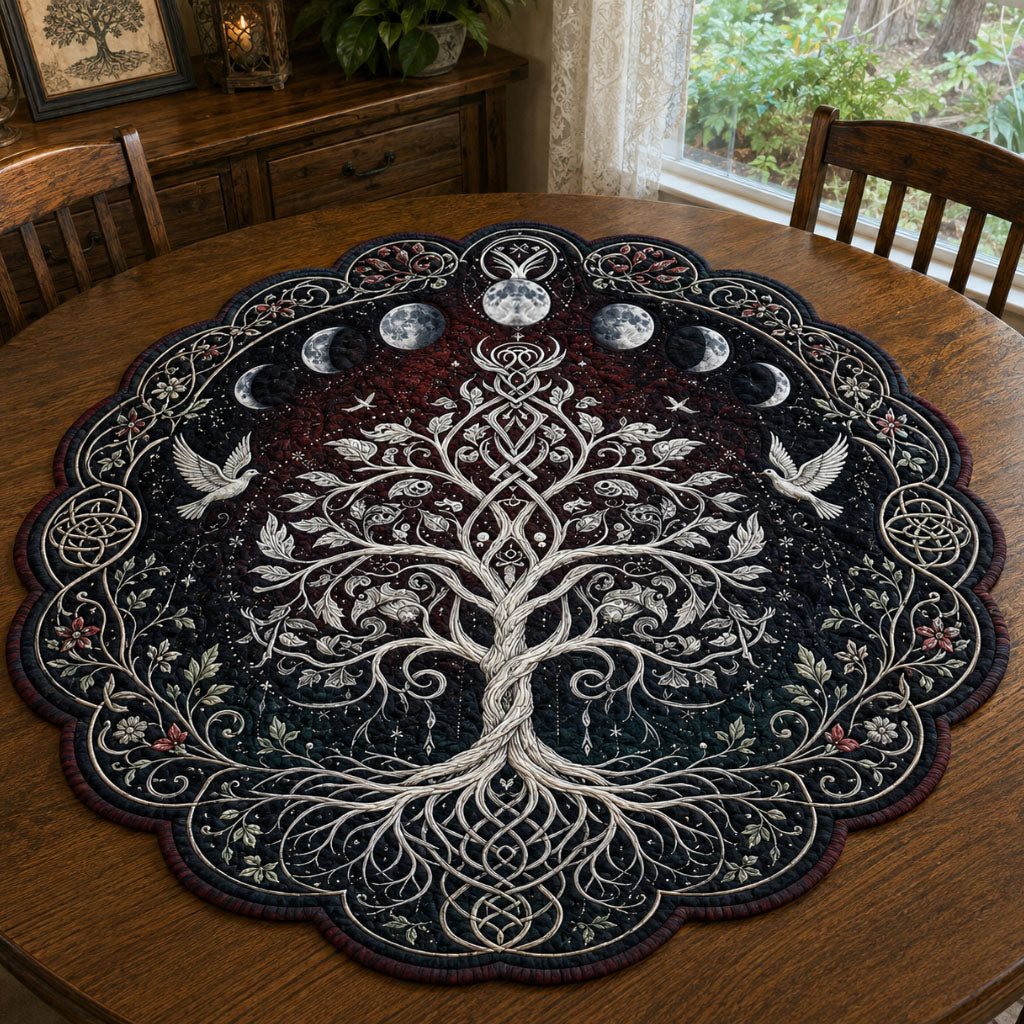 Enchanted Moon Garden Custom Shape Quilted Table Topper SN0PT871
