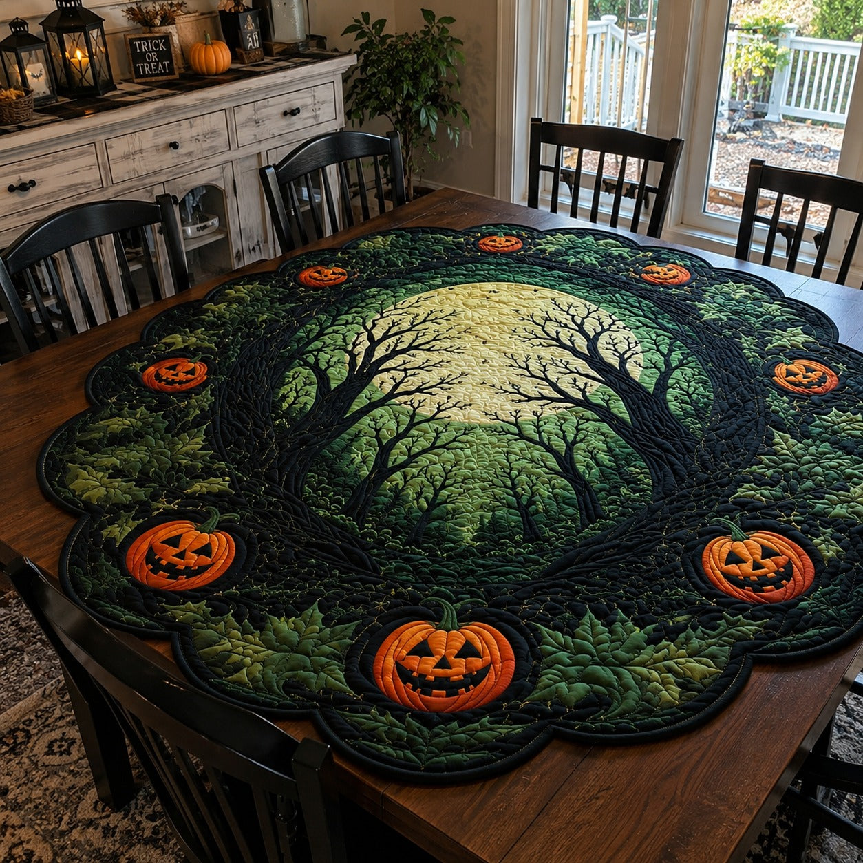 Enchanted Moon Woods Custom Shape Quilted Table Topper SN0PT536