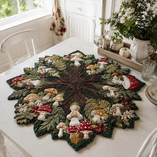 Enchanted Mushroom Forest Custom Shape Quilted Table Topper SN0DV202