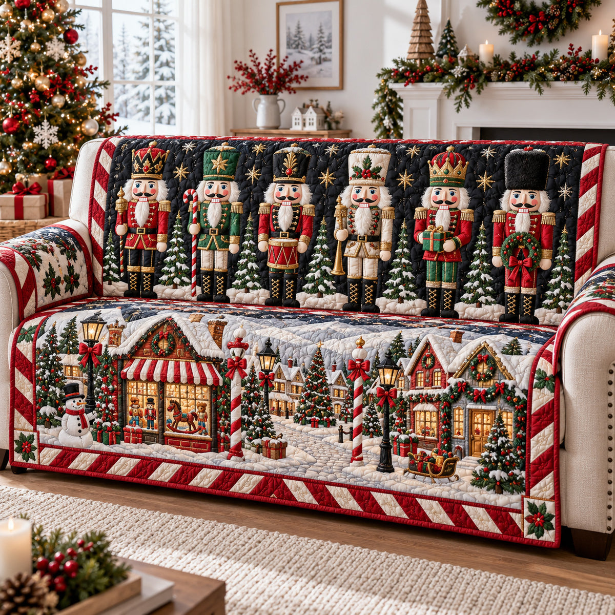 Enchanted Nutcrackers Quilted Sofa Cover SN0TV883