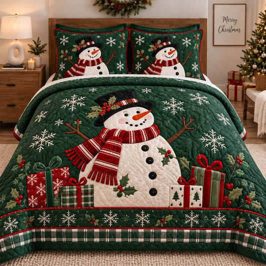 Enchanted Snowman 3-Piece Quilted Bedding Set SN0HH0632