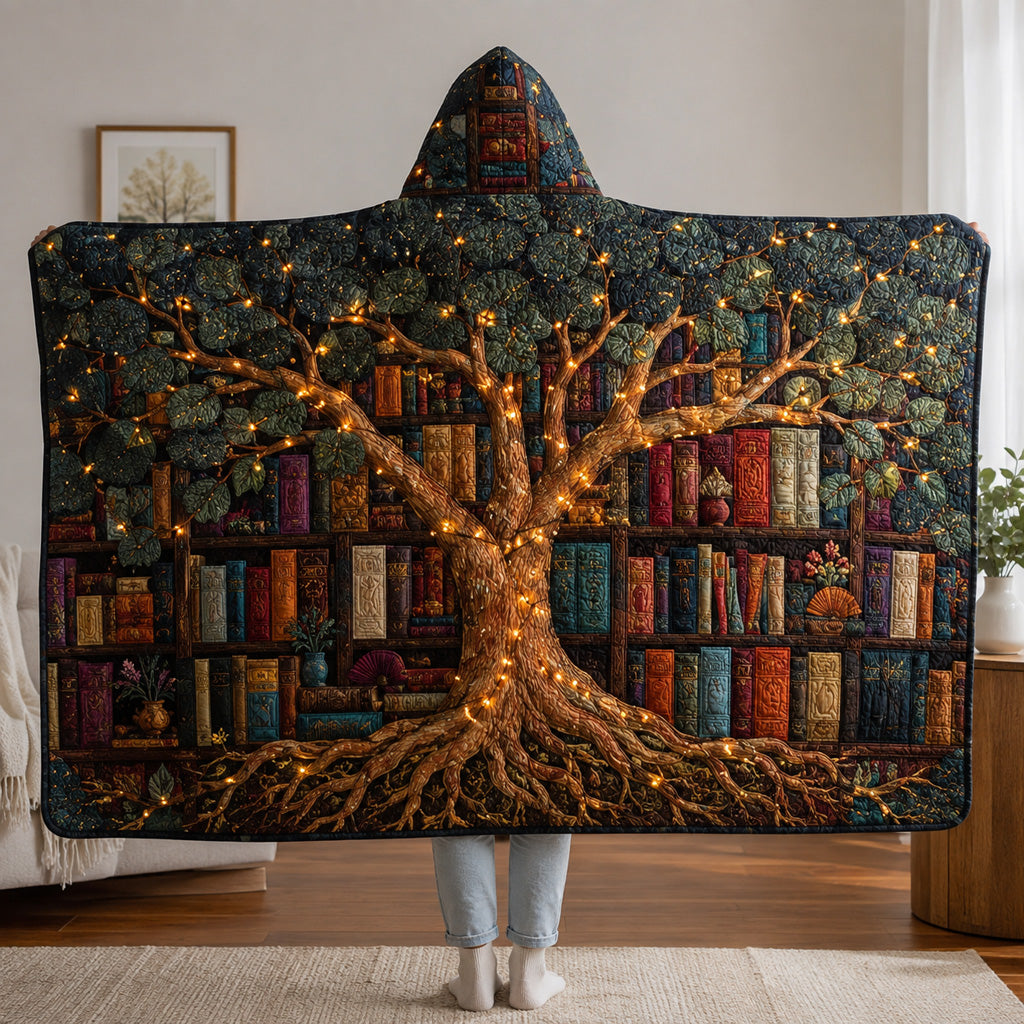 Enchanted Tree Library Quilted Hooded Blanket SN0HH0051