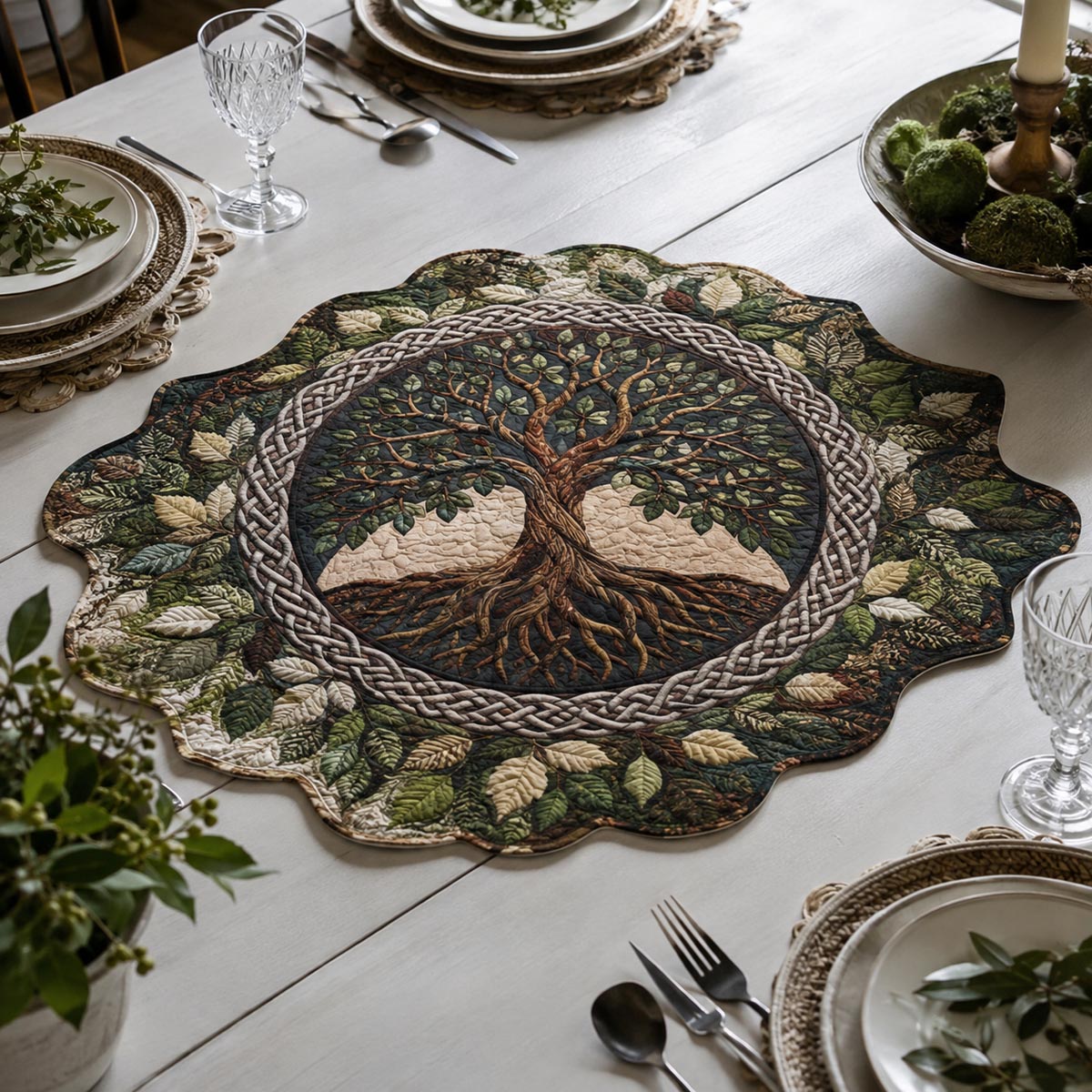 Enchanted Tree Of Life Custom Shape Quilted Table Topper SN0DV411