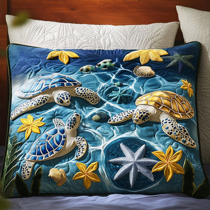 Enchanted Turtle Garden Quilted Bedding Pillow Case NCU0NT7269