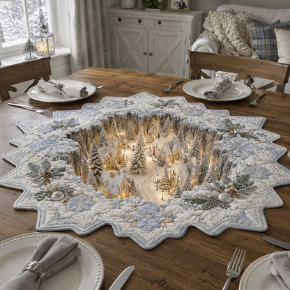Enchanted Winter Forest Custom Shape Quilted Table Topper SN0DV331