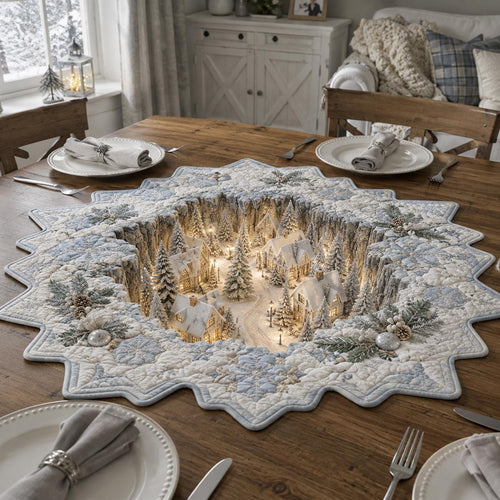 Enchanted Winter Forest Custom Shape Quilted Table Topper SN0DV331