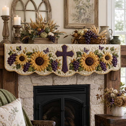 Eternal Cross Quilted Mantel Scarf SN0TD349