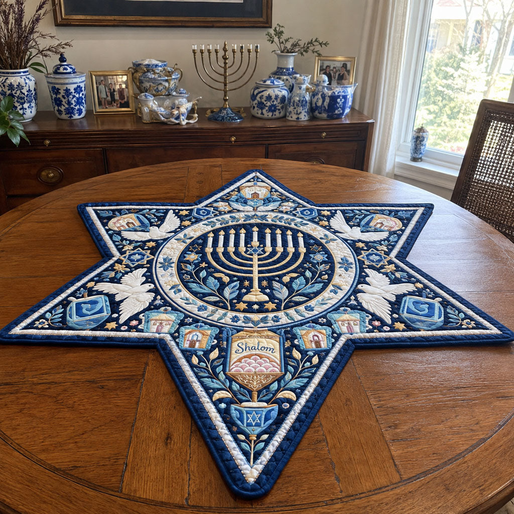 Eternal Star Custom Shape Quilted Table Topper SN0PT778